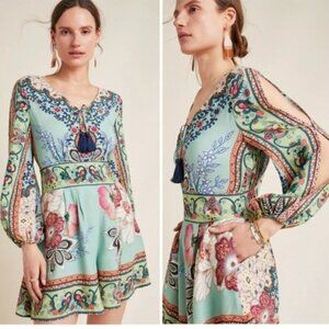 FARM Rio Anthropologie Caversham Floral Dress Romper  XS X- Small